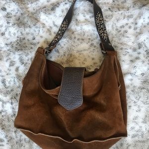 Tylie Malibu suede hobo bag with rhinestone strap